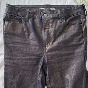 Old Navy Women's Shimmer Skinny Jeans - Blue with rose-gold shimmer